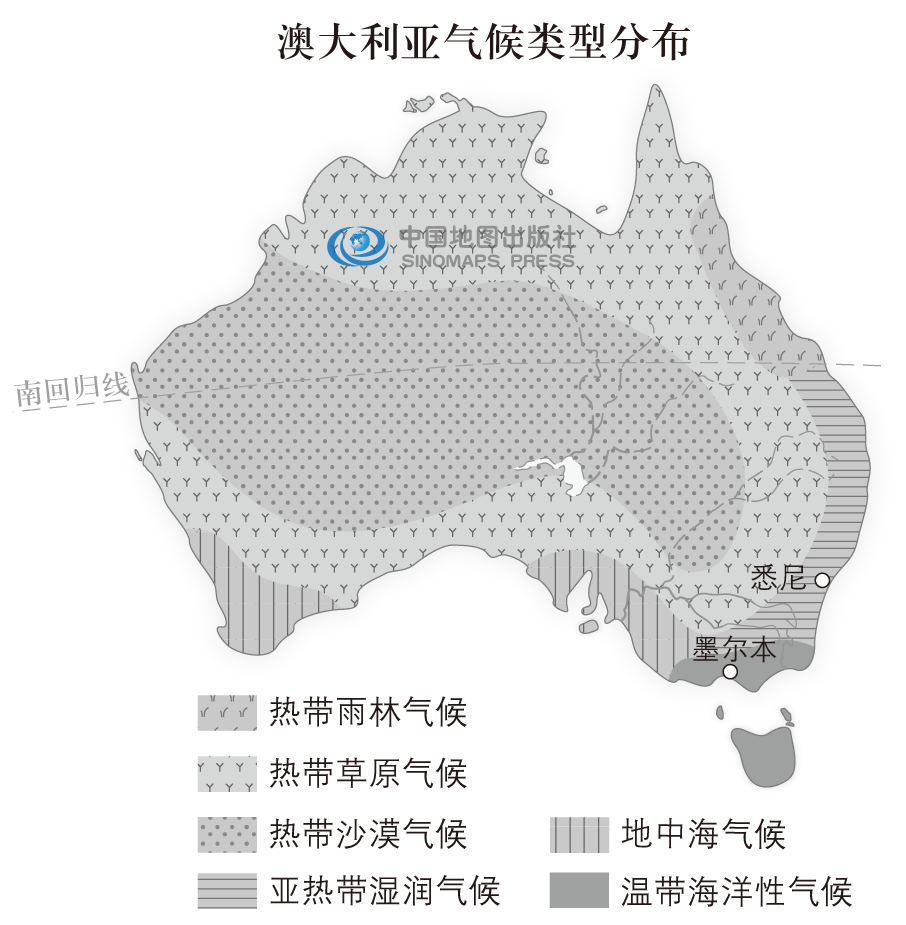 澳大利亚气候类型分布